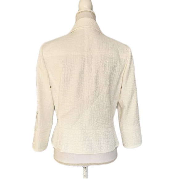 ETCETERA Ivory Animal Textured "Caspian" Zippered Moto Jacket size 8 NWT - Picture 5 of 14
